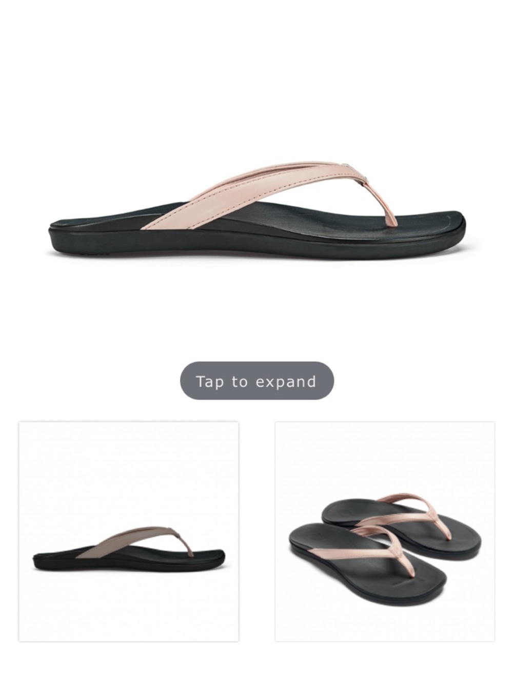 OluKai Ho‘ōpio Women’s Flip Flops - Size 6 Wide - Blush Pink & Black